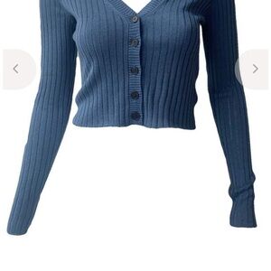 NAADAM Silk/ Cashmere Ribbed V-Neck Button-Front Cropped Cardigan
